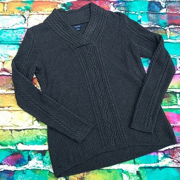 Nautica Charcoal Cable Long Sweater size Large - Picture 1 of 10